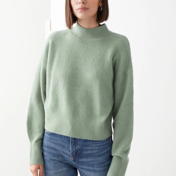 & Other Stories Sweaters - & OTHER STORIES Green Mock Long Sleeve Sweater Top